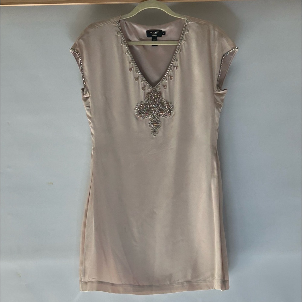 Eliza J Beige Embellished Dress